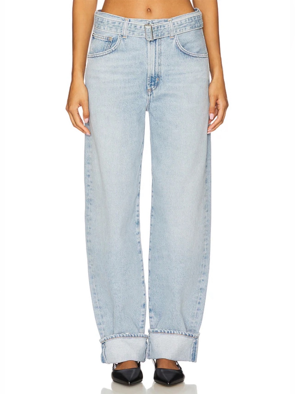AGOLDE Cuffed Taper jeans in dew point size 27 relaxed fit light wash barrel